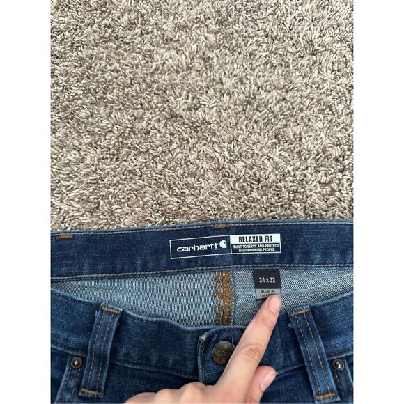 carhartt men’s relaxed fit jeans dark wash denim size 34X32 work casual pants - Picture 6 of 8